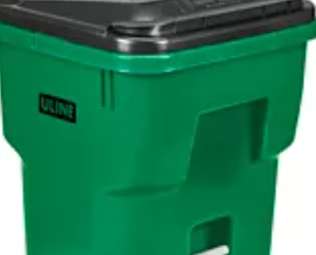 Uline Trash Can with Wheels - 65 Gallon, Green